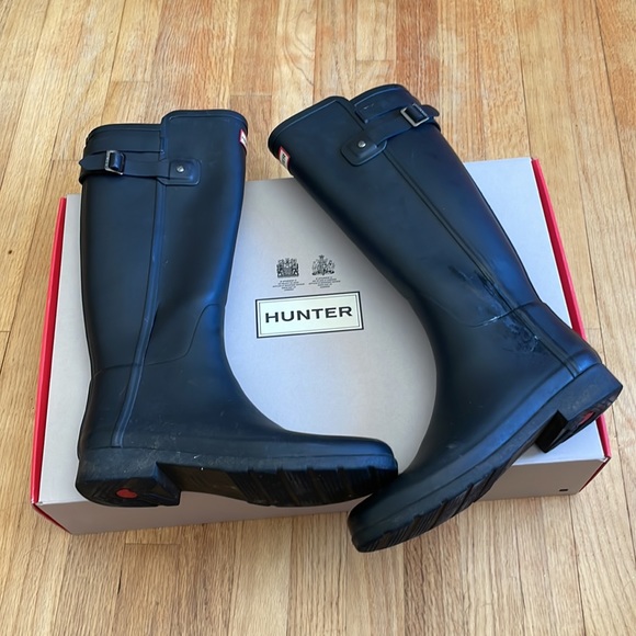 Hunter Shoes Hunter Original Tall Boot Refined B Strap Black Rain
